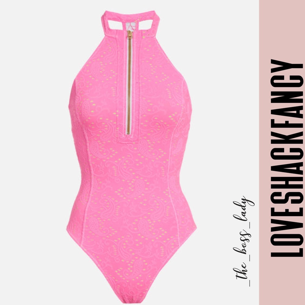 NWT LOVESHACKFANCY one piece swimsuit swimwear bikini bodysuit zip MEDIUM - Picture 5 of 6